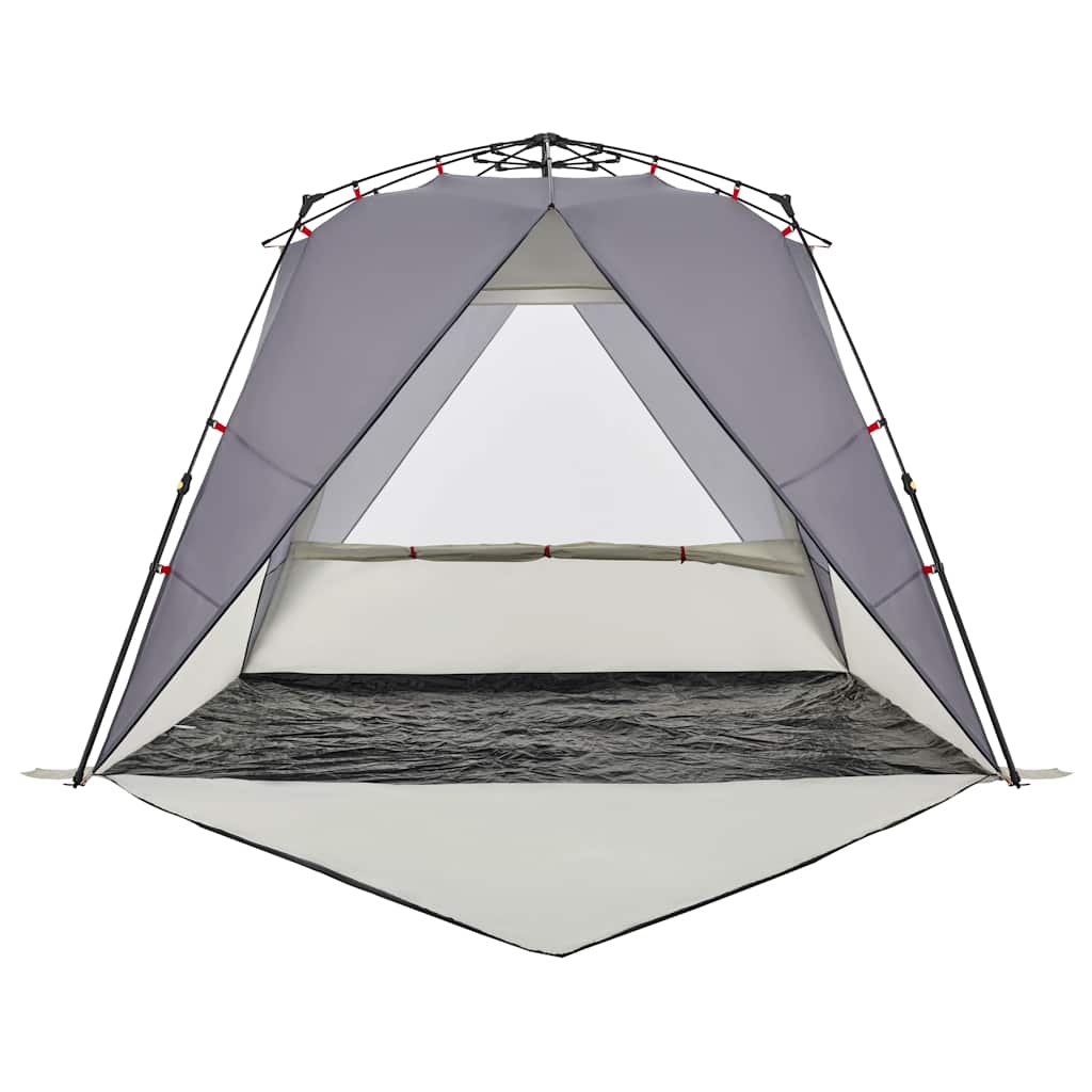Tenda da Spiaggia 4 Persone Grigio Rilascio Rapido Impermeabile