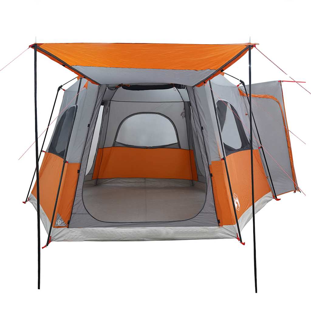 Tenda da Campeggio 4 Persone Grigio e Arancione Impermeabile