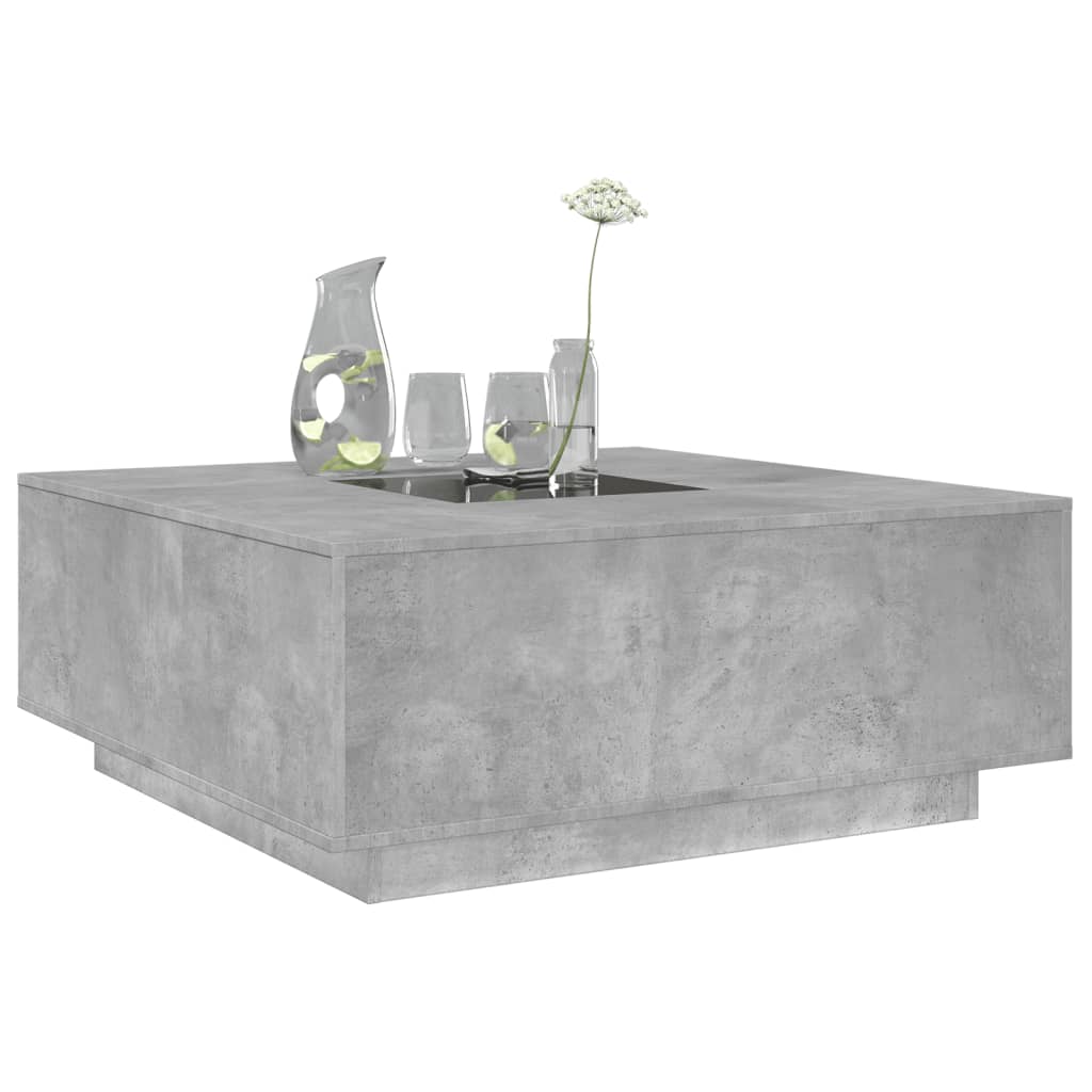 Tavolino Salotto con LED Infinity Grigio Cemento 100x100x40 cm