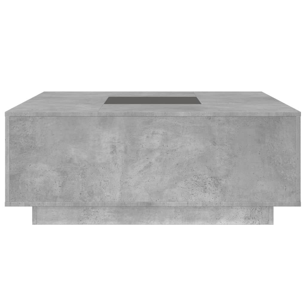 Tavolino Salotto con LED Infinity Grigio Cemento 100x100x40 cm