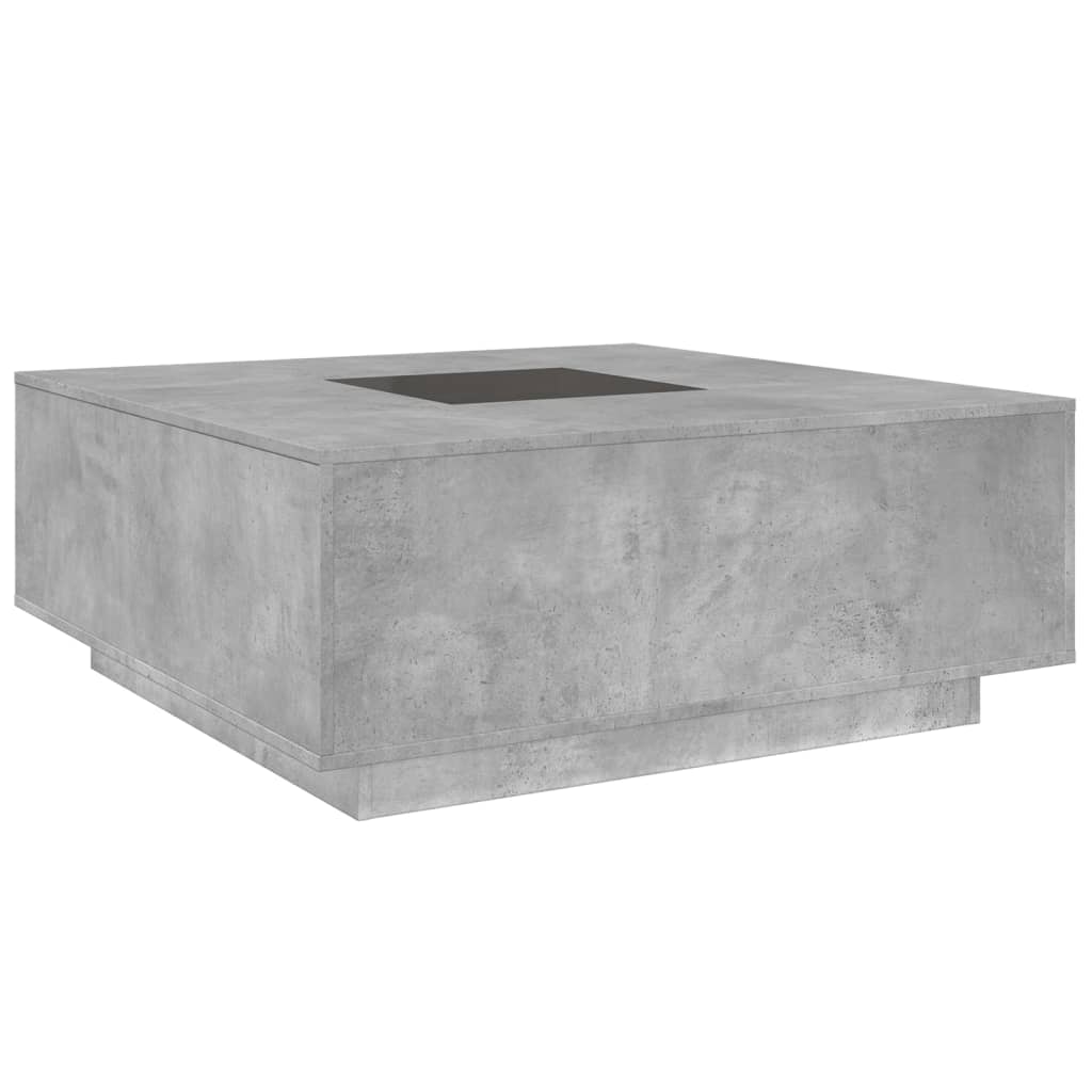Tavolino Salotto con LED Infinity Grigio Cemento 100x100x40 cm