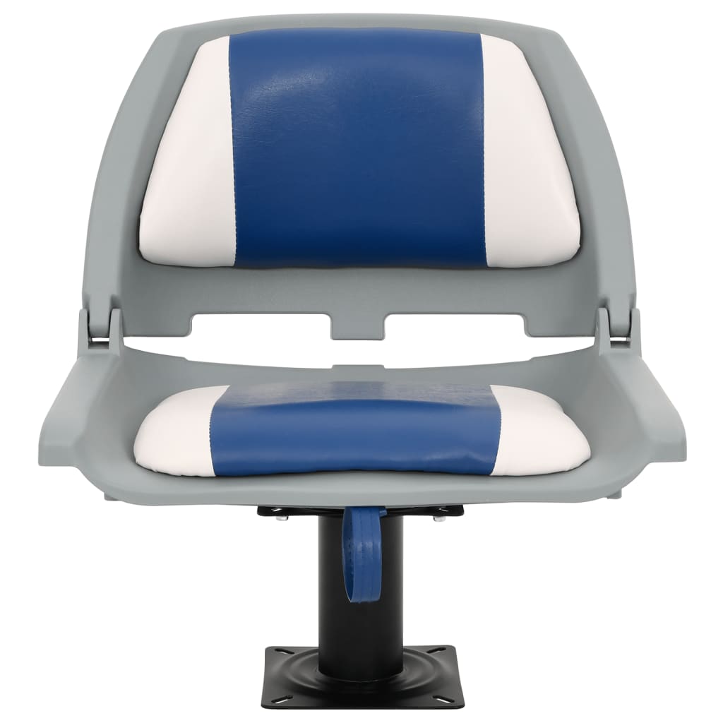 Set Sedile per Barca Pieghevole 2pz Blu e Bianco 48x51x41 cm