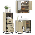 Set Mobili da Bagno 3 pz Rovere Sonoma in Legno Multistrato