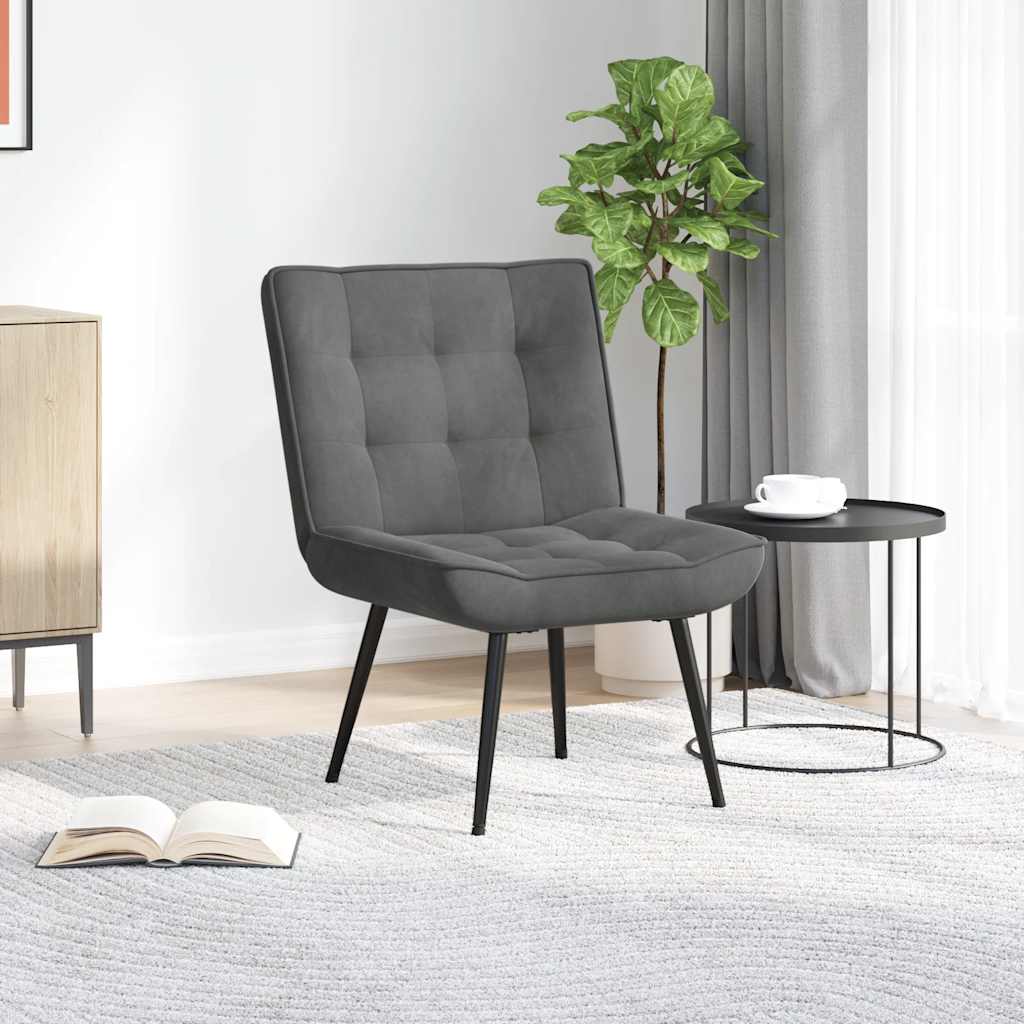 Sedia Relax 64x74x84 cm Grigio Scuro in Velluto