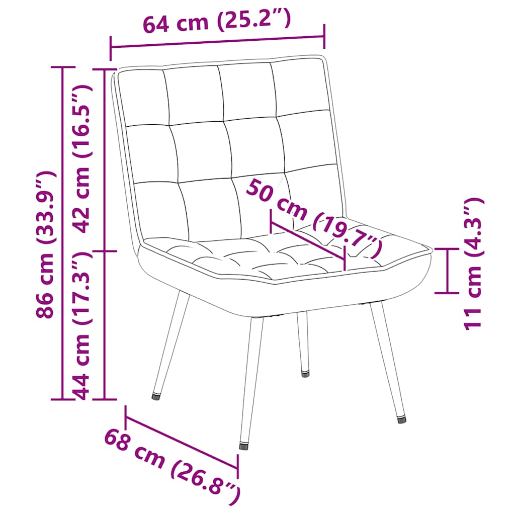 Poltrona Relax 64x74x84 cm Nera in Velluto