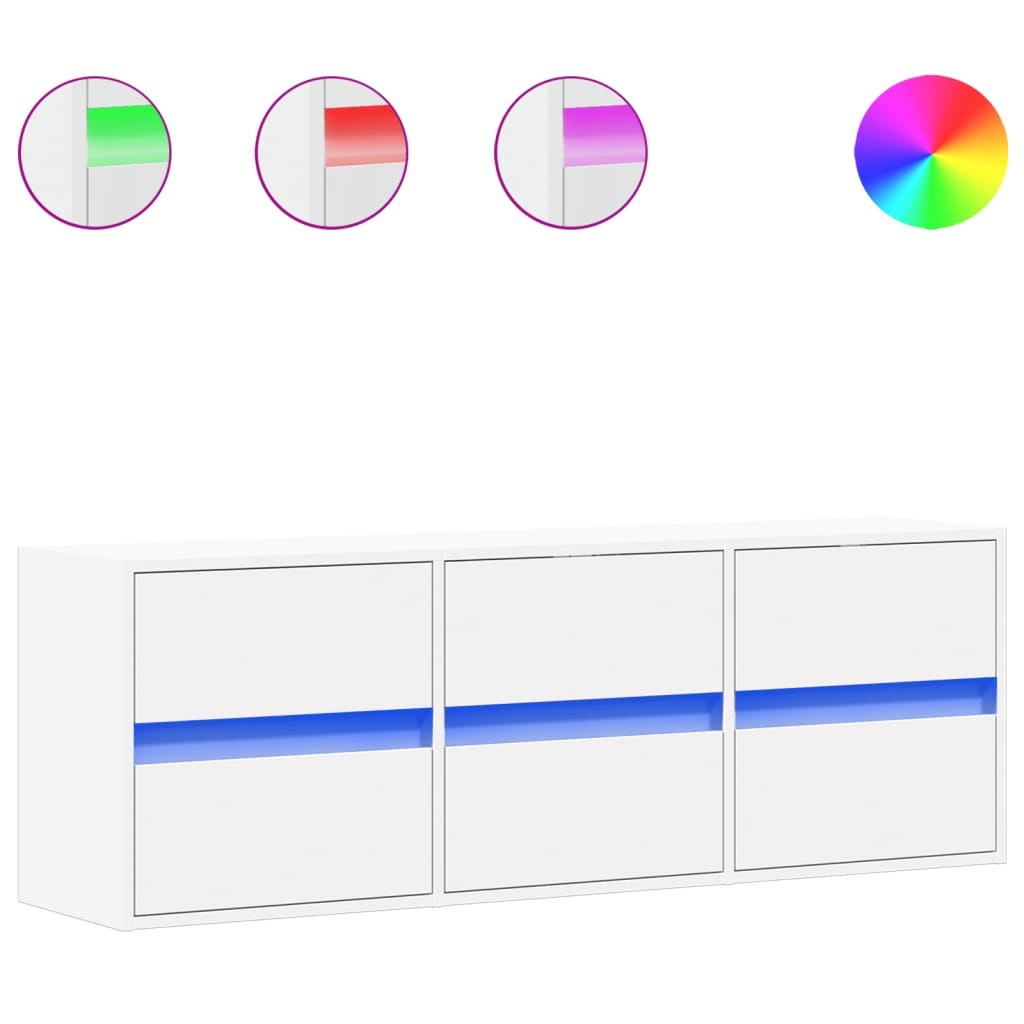 Mobile TV a Parete con Luci LED Bianco 130x31x45 cm
