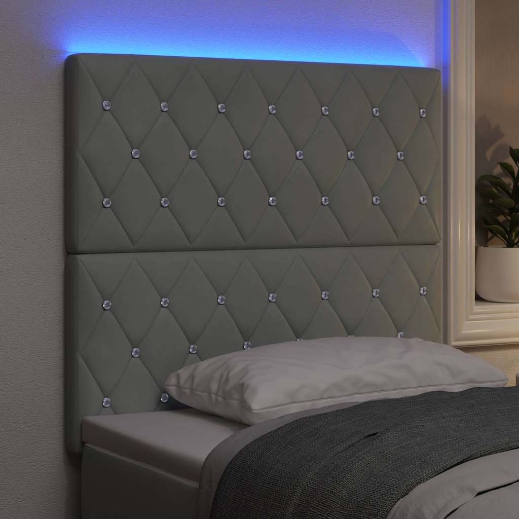 Testiera LED con strisce LED Grigio chiaro 80 cm Velluto