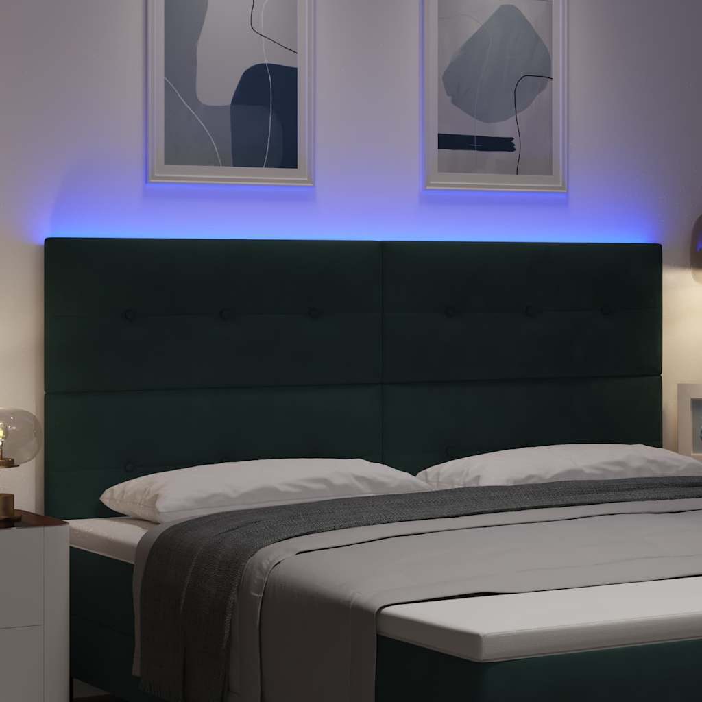 Testiera LED con strisce LED Verde 200 cm Velluto