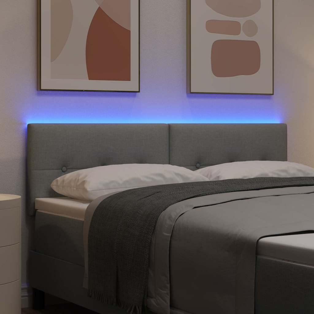 Testiera LED con strisce LED Grigio chiaro 160 cm Tessuto