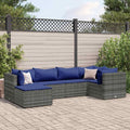 Set Divani da Giardino 6 pz con Cuscini in Polyrattan Grigio