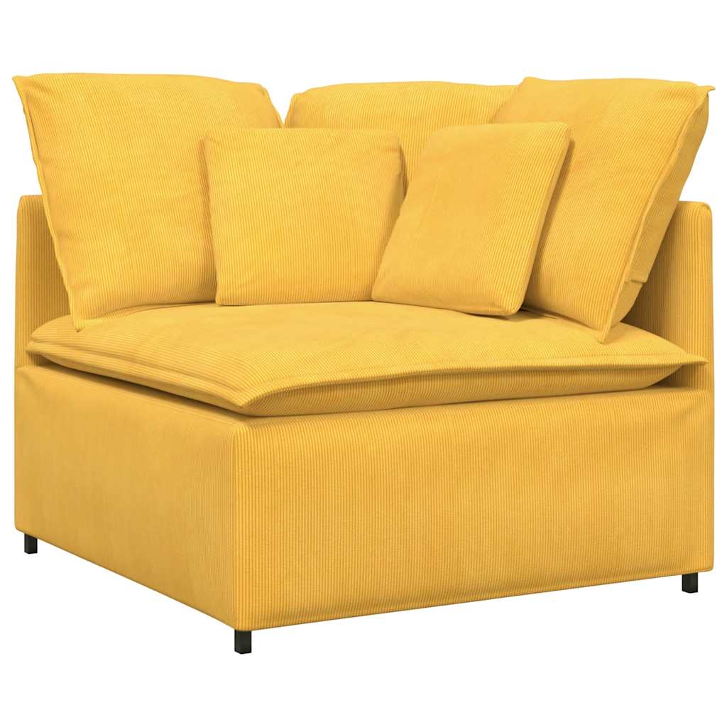 Modulo Angolare Divano Modulare con Cuscini Giallo Chiaro 100cm