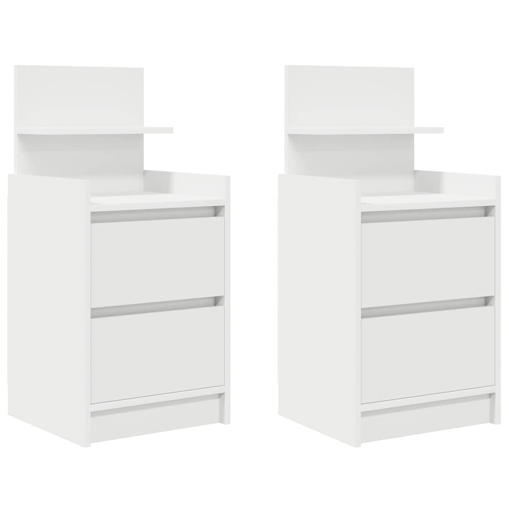 Comodini con 2 Cassetti 2 pz Bianco 38x34x80 cm