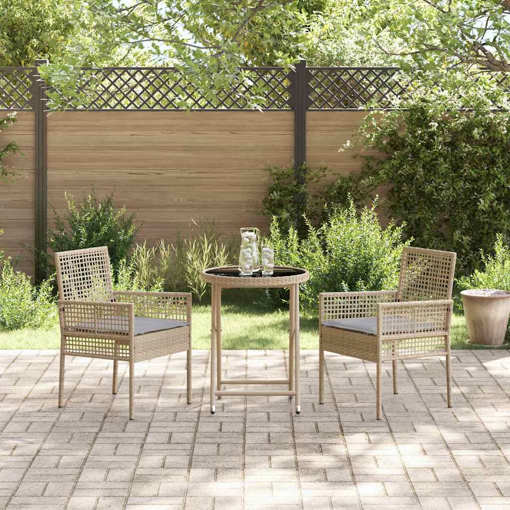 Set Bistro da Giardino 3 pz Beige polyrattan
