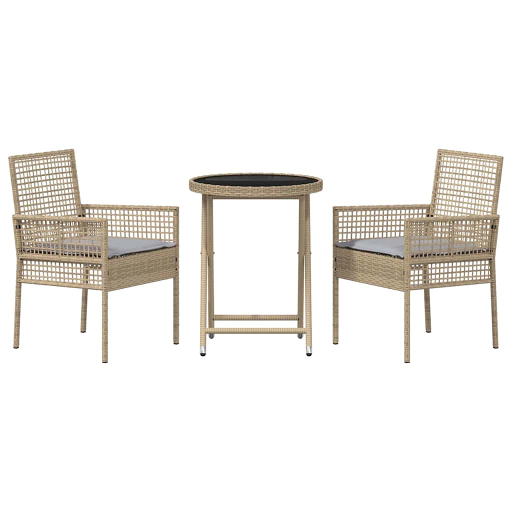 Set Bistro da Giardino 3 pz Beige polyrattan