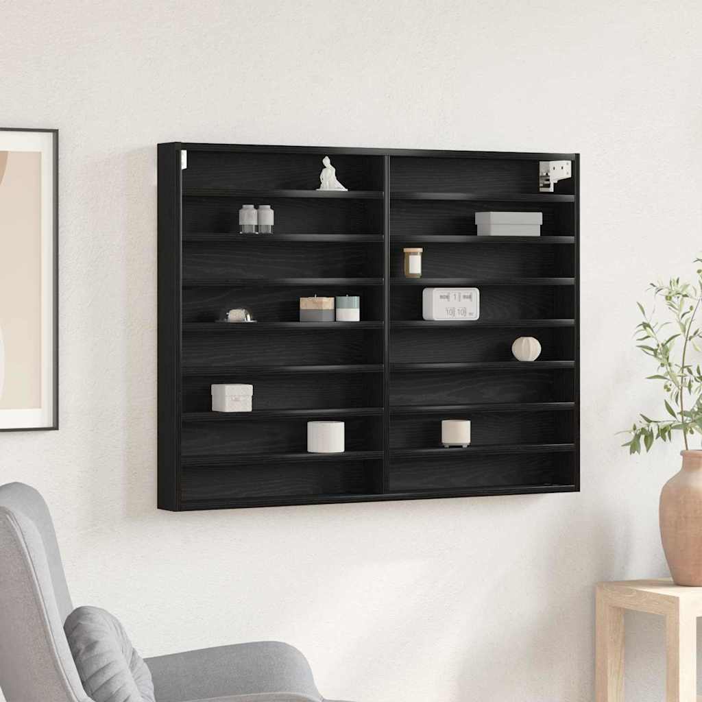 Vetrina A parete Rovere Nero 100 x 8,5 x 75 cm
