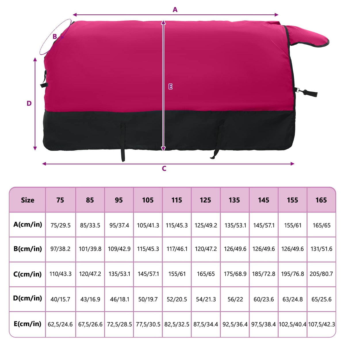Coperta per Cavalli Rosa e Nero 95 cm Poliestere