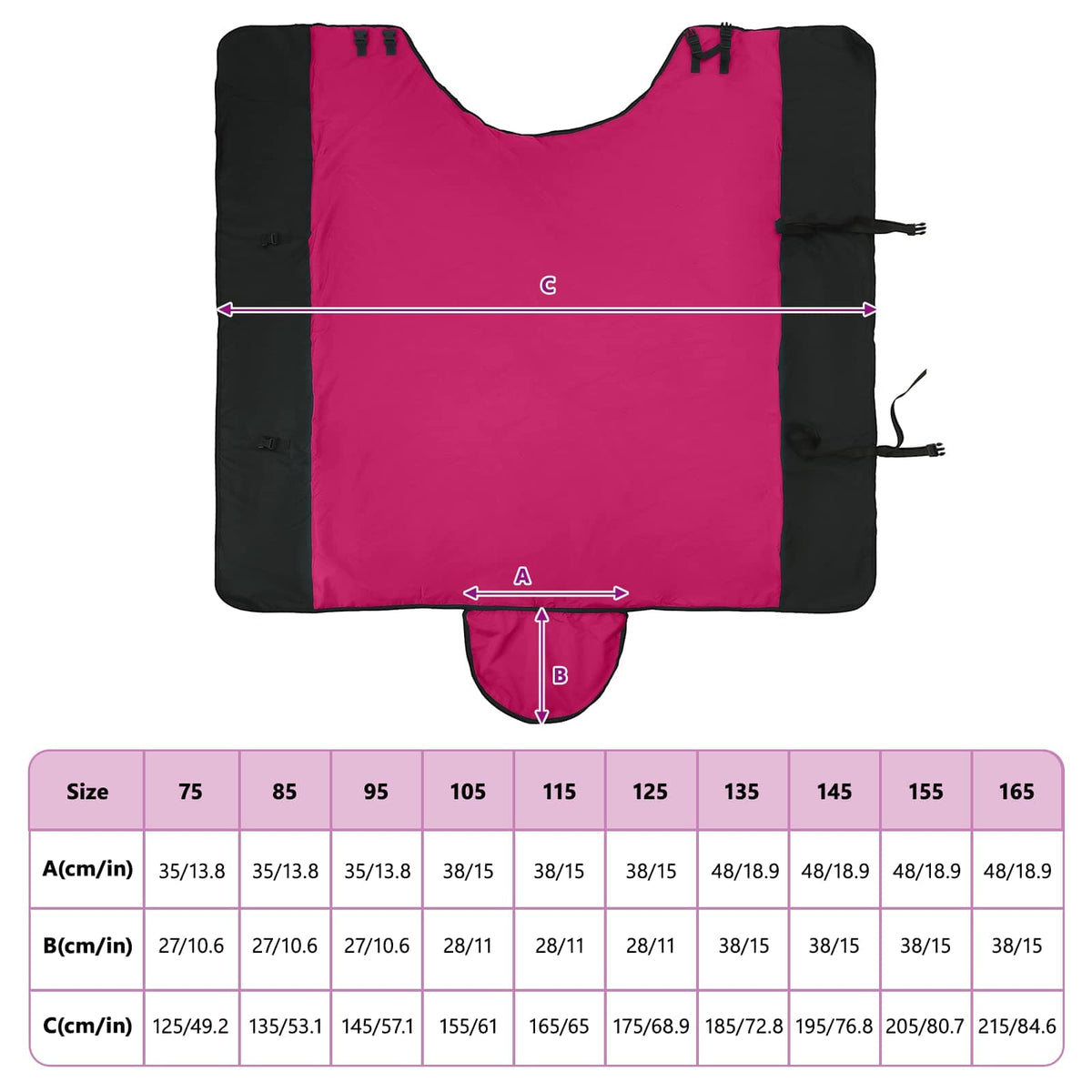 Coperta per Cavalli Rosa e Nero 105 cm Poliestere