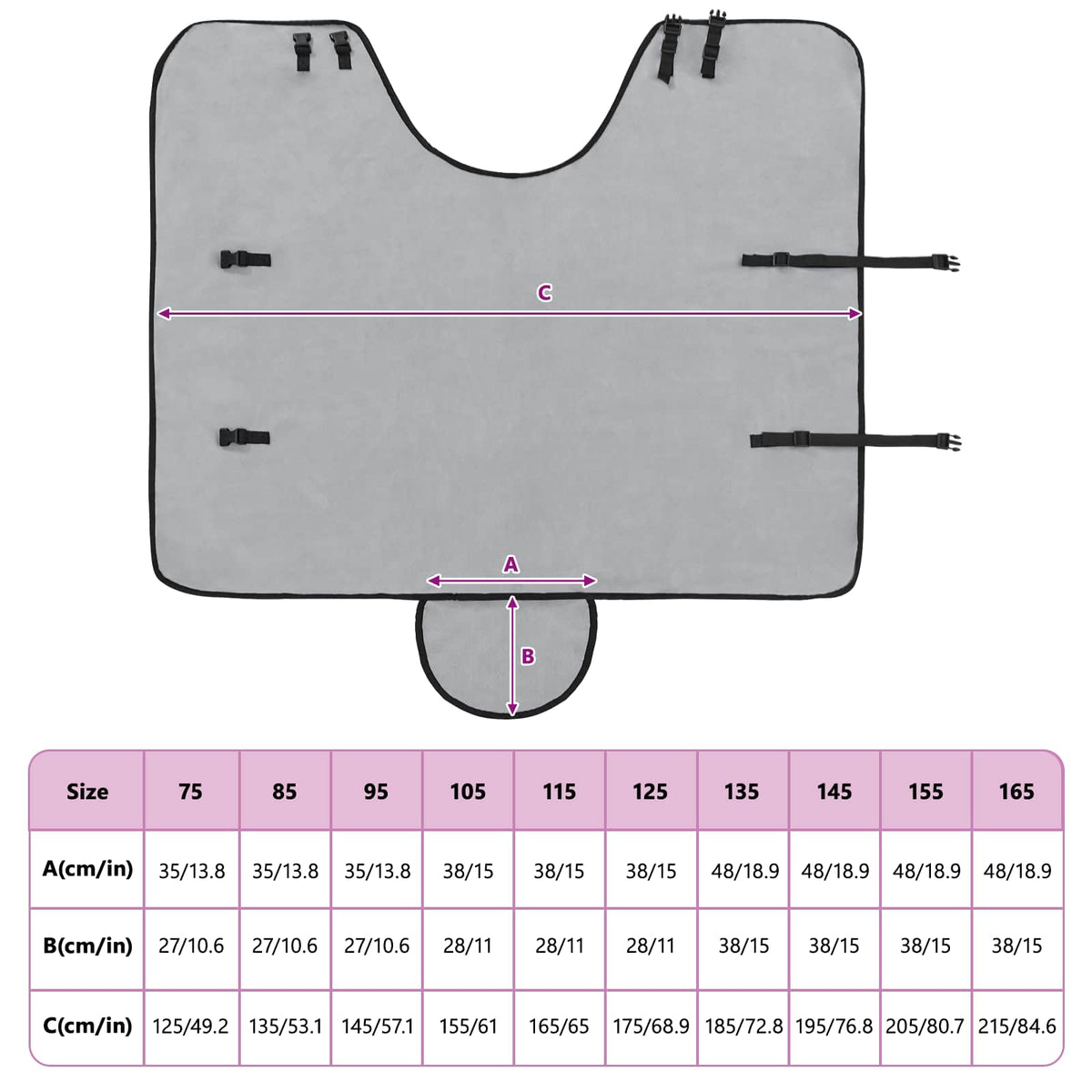 Coperta per Cavalli Grigio chiaro e rosa completo 75 cm
