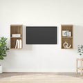 Set mobile TV 2 pz Rovere artigianale Legno ingegnerizzato