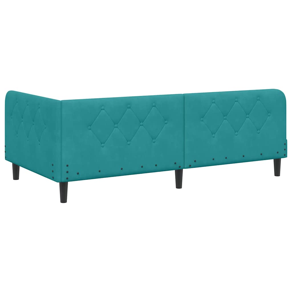 Cornice del letto ad angolo Turchese 100 x 200 cm Velluto