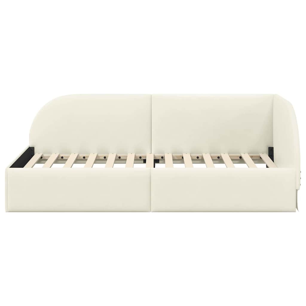 Cornice del letto ad angolo Crema 90 x 200 cm Velluto