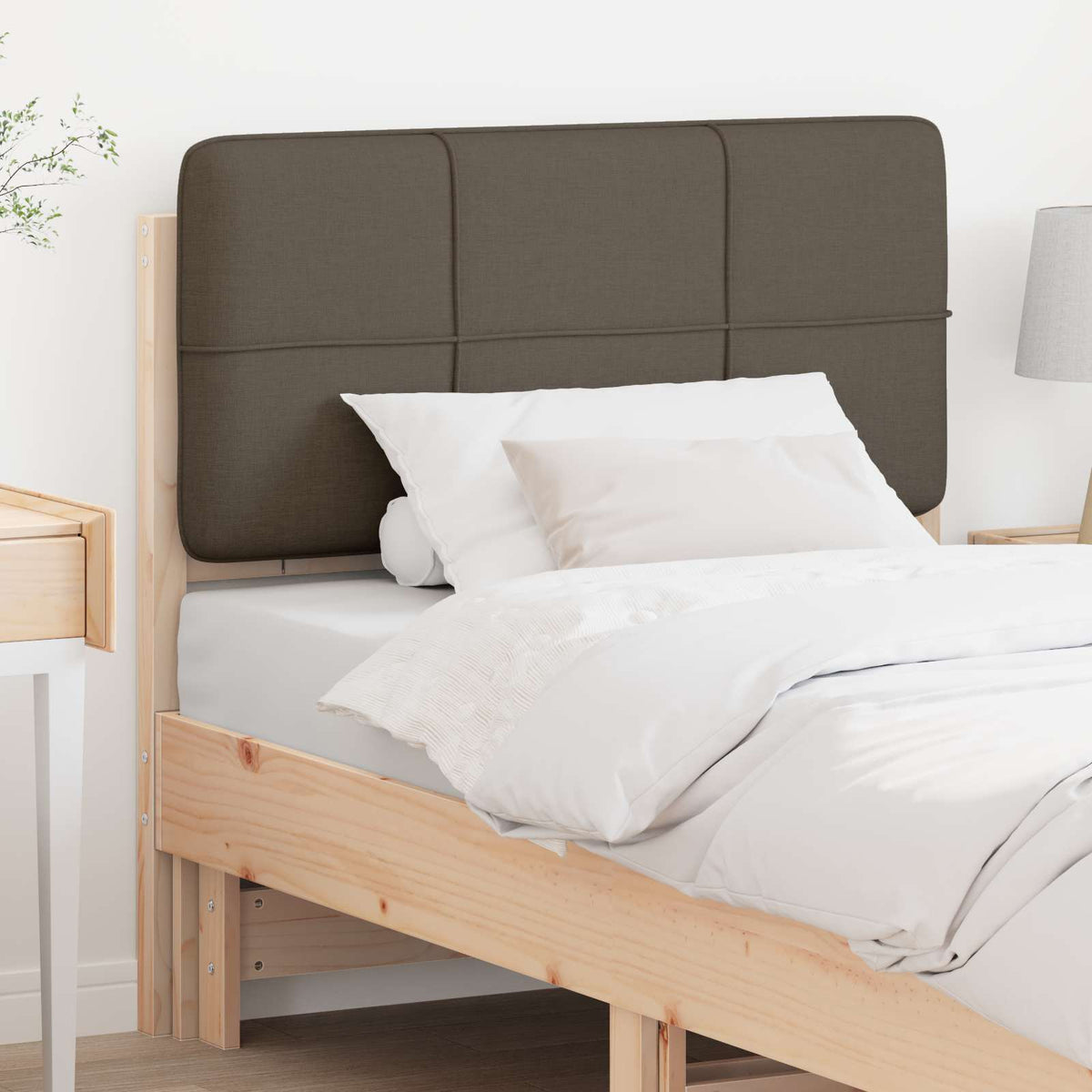 Testiera imbottita Marrone e taupe 90 cm Pino massello