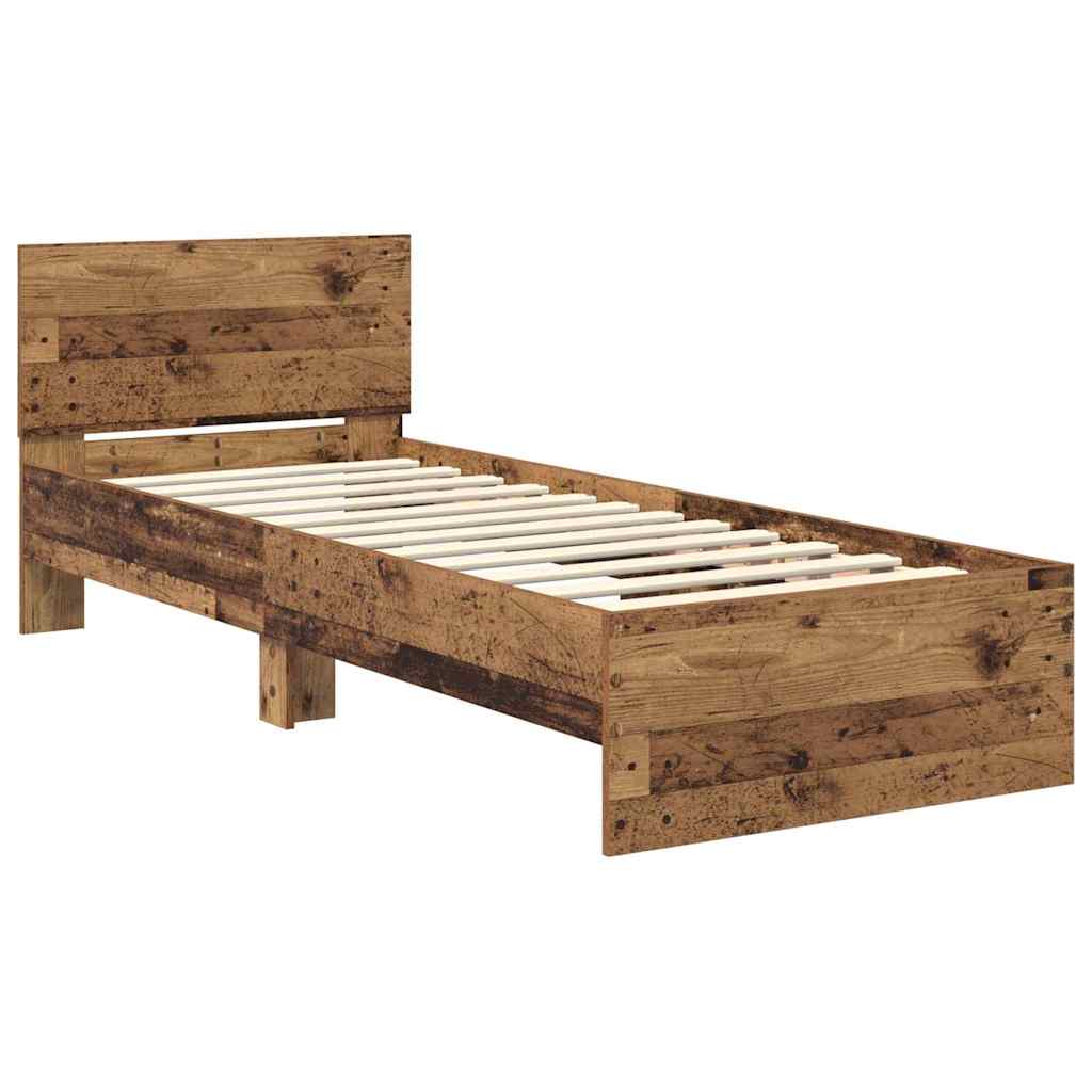 Struttura del letto con strisce LED Legno vecchio 75 x 190 cm