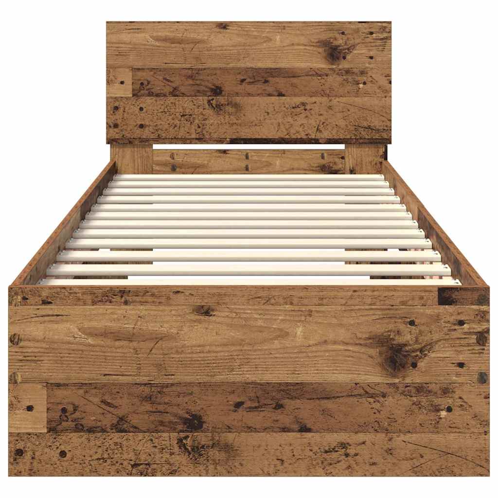 Struttura del letto con strisce LED Legno vecchio 75 x 190 cm
