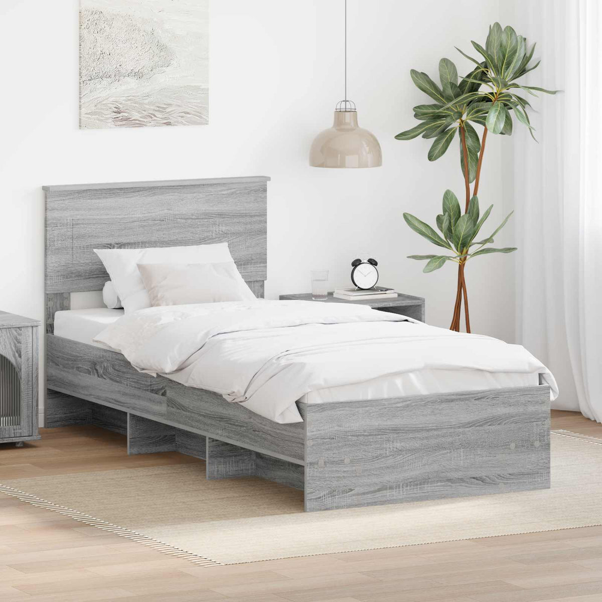 Struttura del letto Sonoma grigio 75 x 190 cm