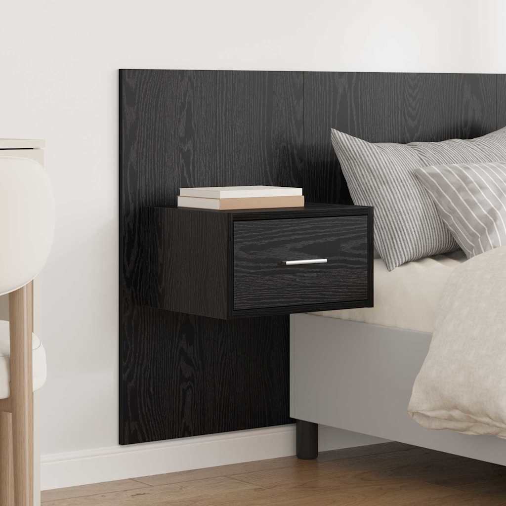 Testata con Comodino 3 pz Rovere Nero Legno ingegnerizzato