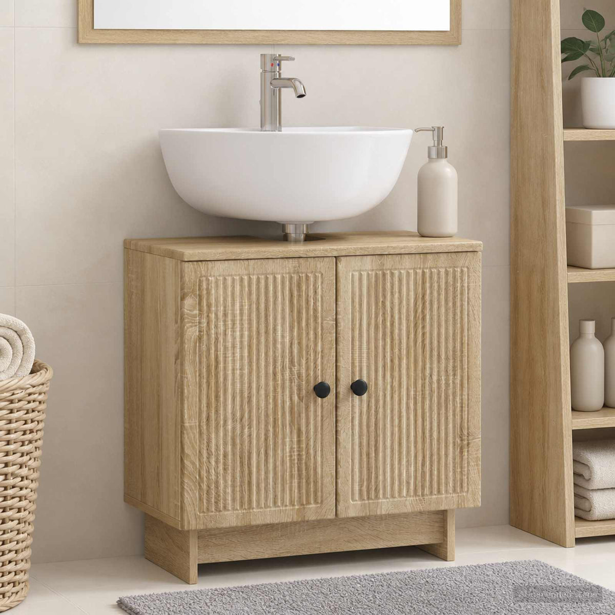 Armadio per Lavabo da Bagno EDE Rovere Sonoma