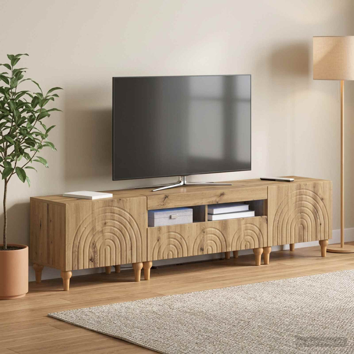 Mobile TV LED a 3 pezzi Rovere Artigianale Legno ingegnerizzato