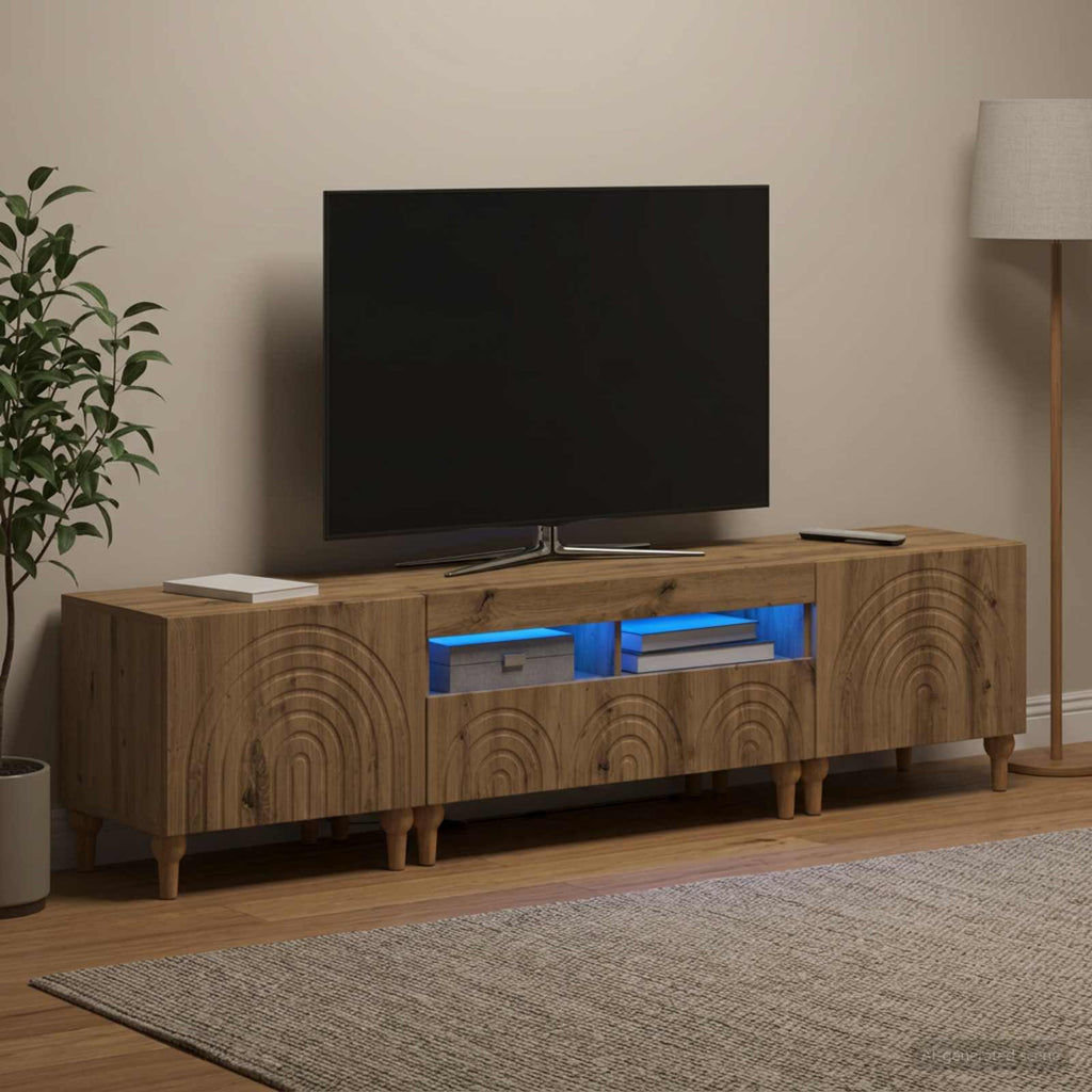 Mobile TV LED a 3 pezzi Rovere Artigianale Legno ingegnerizzato