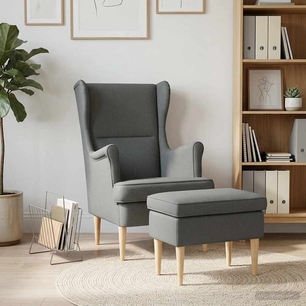 Poltrona con Ottomano 2 pz Grigio Scuro Tessuto