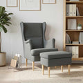 Poltrona con Ottomano 2 pz Grigio Scuro Tessuto