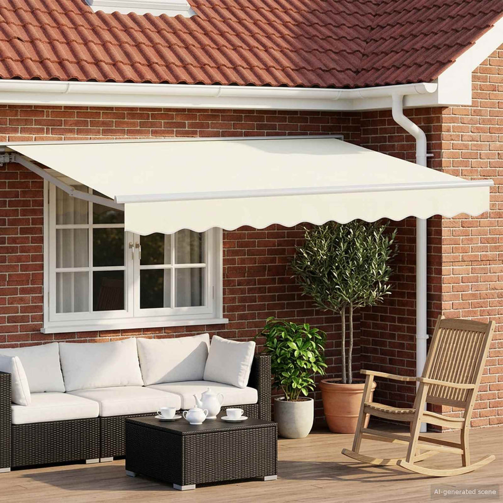 Cornice per Tenda Manuale con LED Crema e Bianco 2,5 x 2 m
