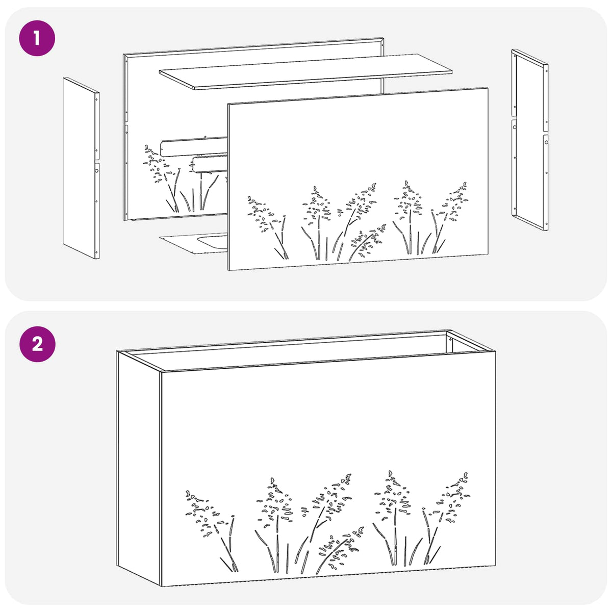 Vaso da giardino Argento 80 x 20 x 49 cm Acciaio zincato