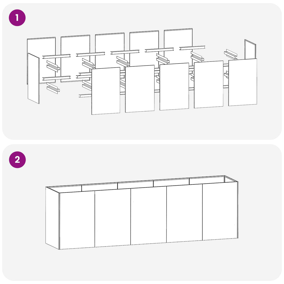 Vaso da giardino Argento 200 x 40 x 60 cm Acciaio Inox