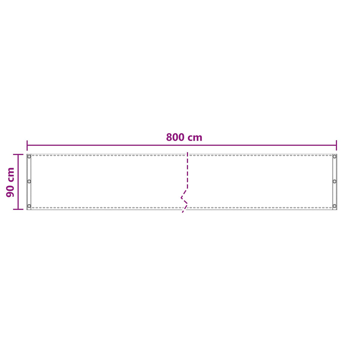 Schermo da balcone Nero 90 x 800 cm HDPE e alluminio