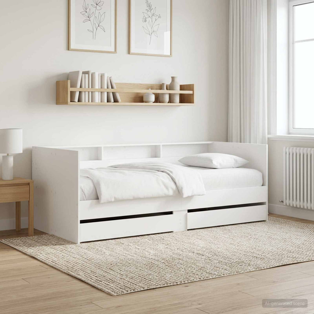 Daybed con cassetto con lo scaffale Bianco Legno ingegnerizzato