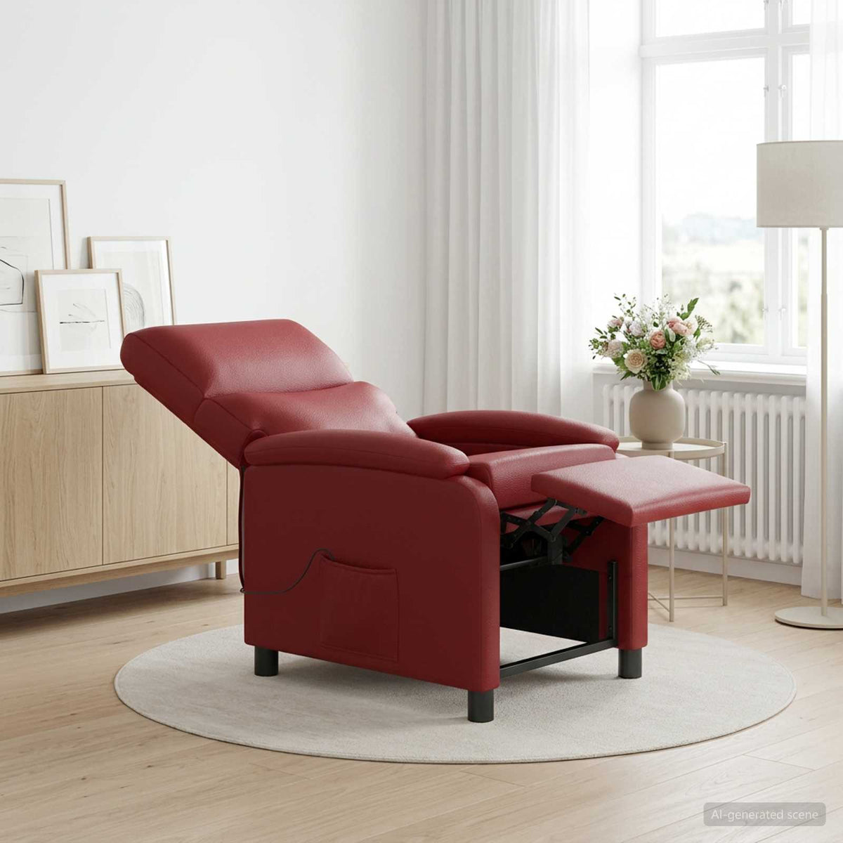 Poltrona Massaggiante Rosso Vino Similpelle