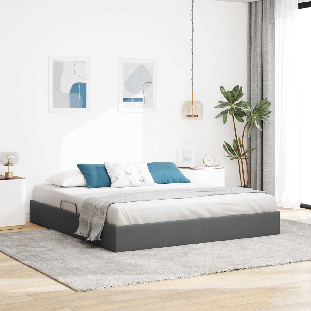 Letto ottomano Grigio scuro 160 x 200 cm Tessuto