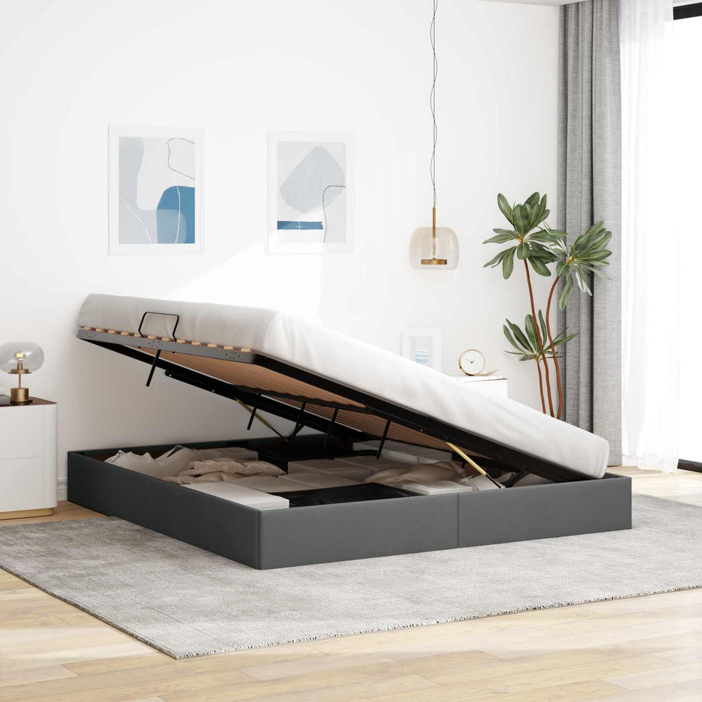 Letto ottomano Grigio scuro 160 x 200 cm Tessuto