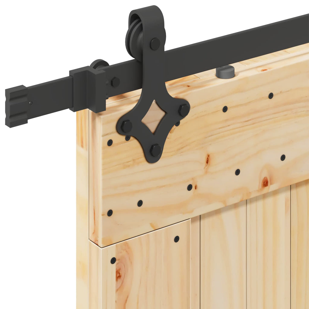 Porta scorrevole NARVIK Naturale e Nero 80 x 210 cm (213,5 cm)