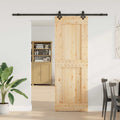 Porta scorrevole NARVIK Naturale e Nero 80 x 210 cm (213,5 cm)