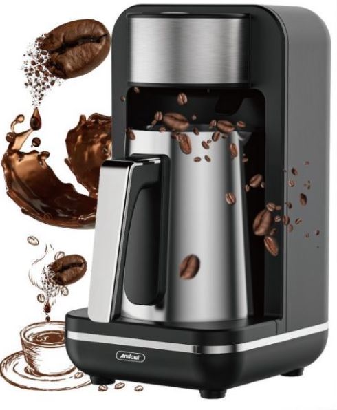 Caffettiera turca elettrica, 100% senza BPA, 120 V, capacità 1-4 tazze, per caffè turco e greco