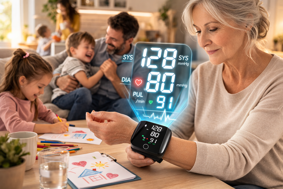 Misuratore di Pressione Sanguigna da Polso Digitale Portatile con Display LCD Retroilluminato e Memoria, Bracciale Regolabile