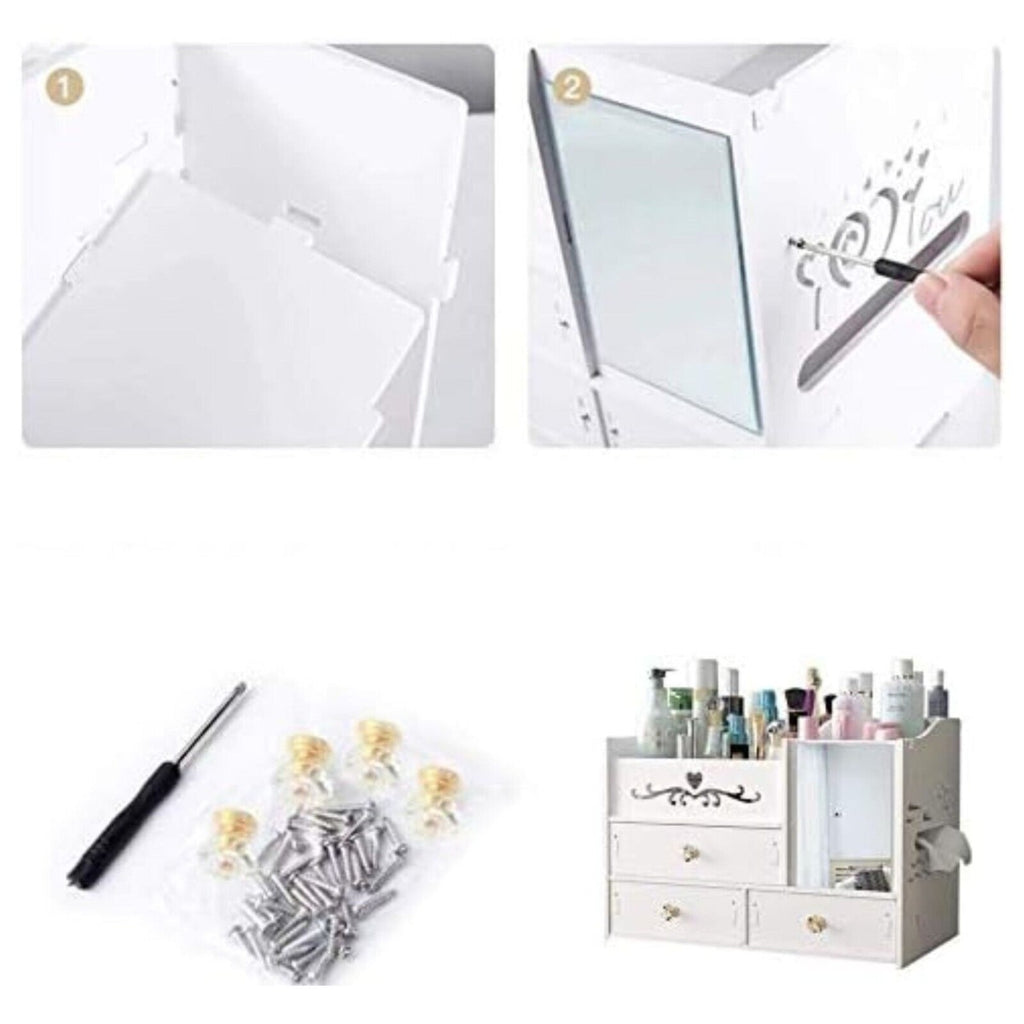 Organizzatore per cosmetici porta trucchi organizer con cassetti e specchio