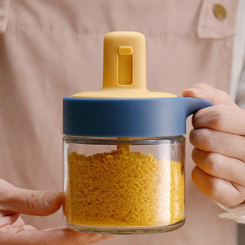 Barattolo per condimenti con cucchiaio retrattile per spezie in vetro con coperchio e cucchiaio ottimo per la tua cucina