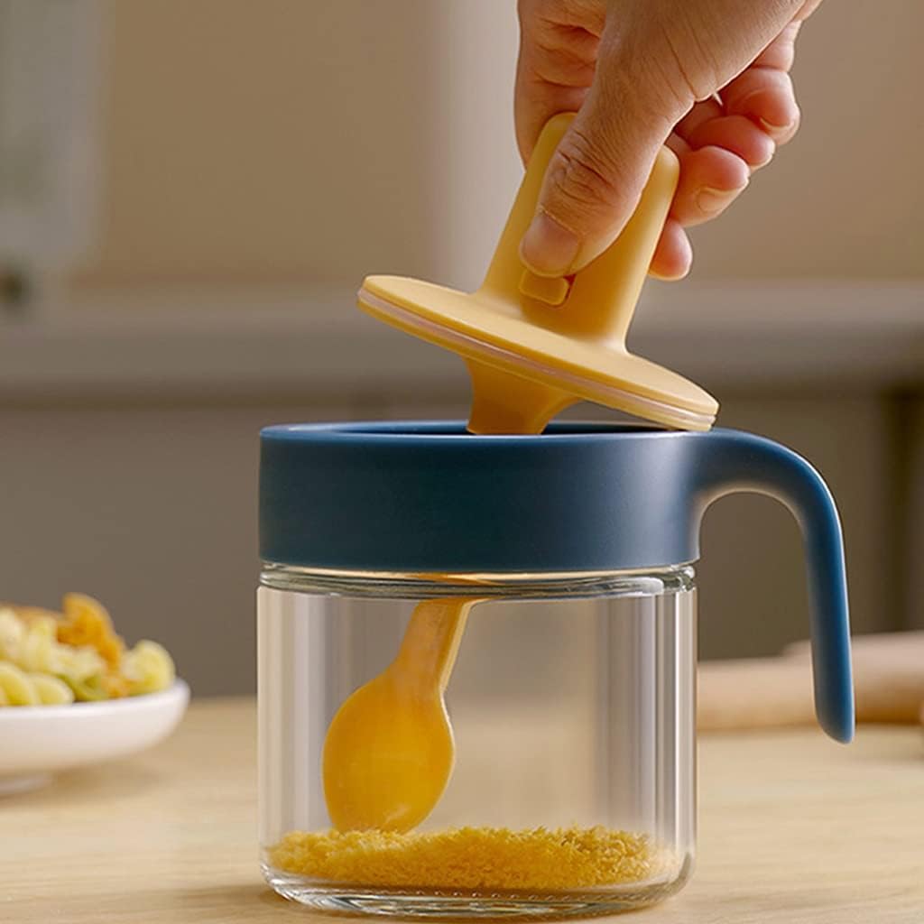 Barattolo per condimenti con cucchiaio retrattile per spezie in vetro con coperchio e cucchiaio ottimo per la tua cucina